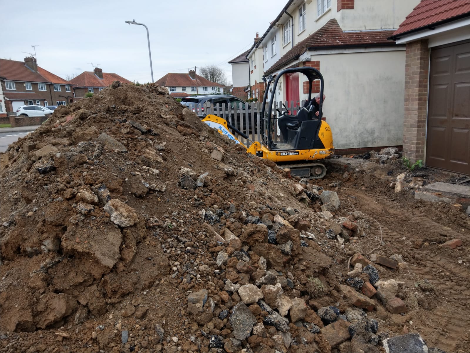 Digging the paving area