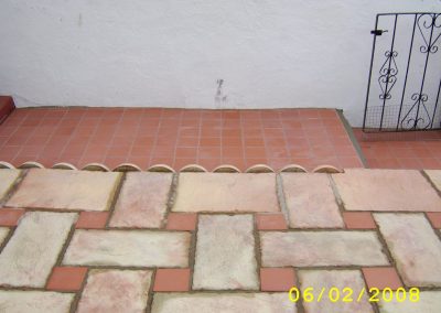 a new terracotta coloured patio area